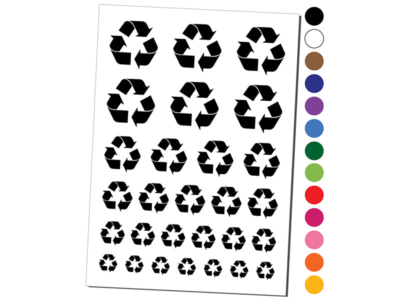 Recycle Symbol Solid Temporary Tattoo Water Resistant Fake Body Art Set Collection