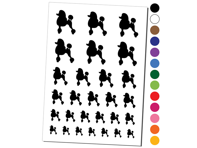 Standard Poodle Dog Solid Temporary Tattoo Water Resistant Fake Body Art Set Collection