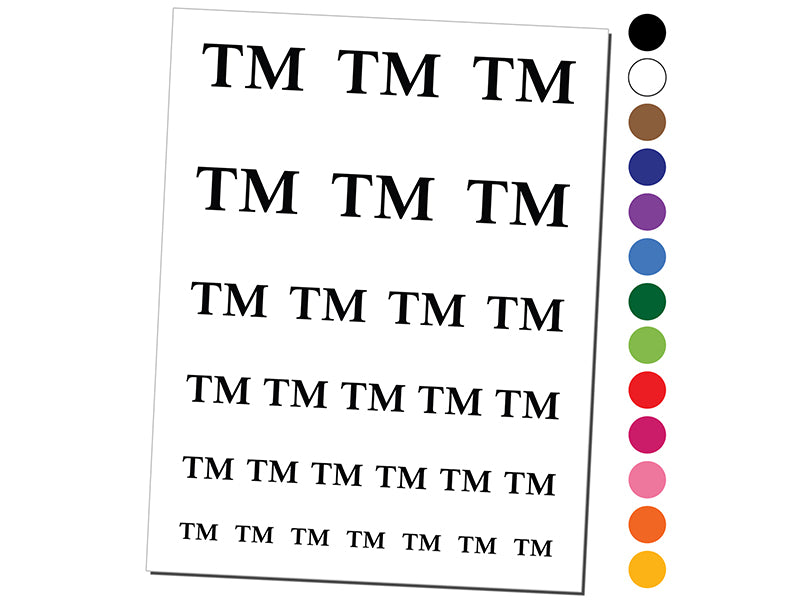 Trademark TM Symbol Temporary Tattoo Water Resistant Fake Body Art Set Collection
