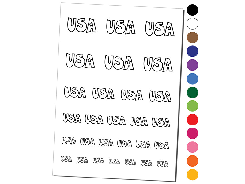 USA Fun Patriotic Text United States of America Temporary Tattoo Water Resistant Fake Body Art Set Collection