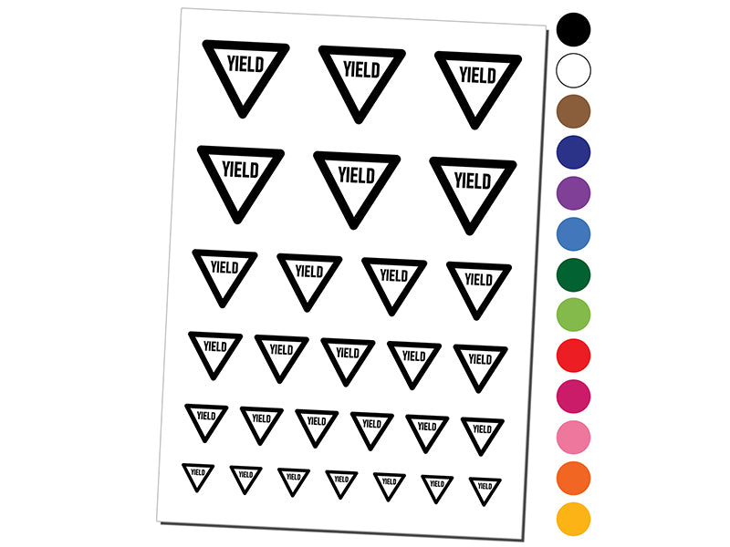 Yield Sign Temporary Tattoo Water Resistant Fake Body Art Set Collection