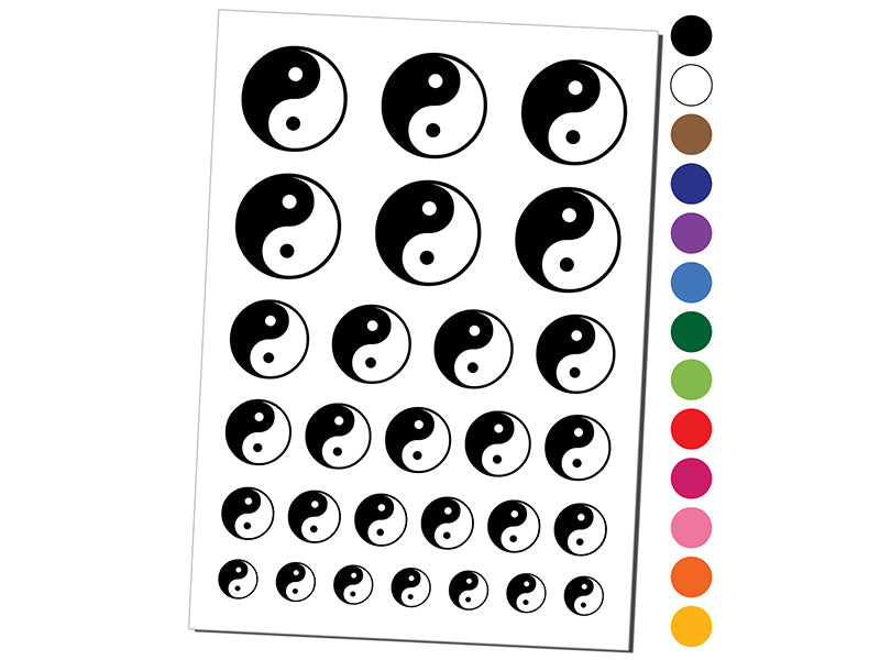 Yin and Yang Symbol Temporary Tattoo Water Resistant Fake Body Art Set Collection