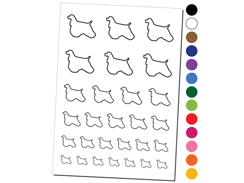 American Cocker Spaniel Dog Outline Temporary Tattoo Water Resistant Fake Body Art Set Collection