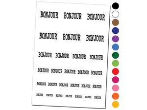 Bonjour Hello Fun Text Temporary Tattoo Water Resistant Fake Body Art Set Collection