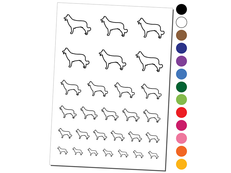 Border Collie Dog Outline Temporary Tattoo Water Resistant Fake Body Art Set Collection
