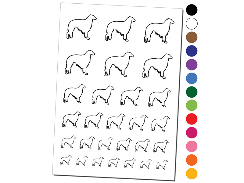 Borzoi Russian Wolfhound Dog Outline Temporary Tattoo Water Resistant Fake Body Art Set Collection
