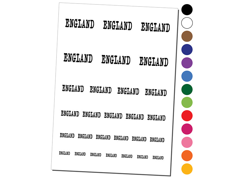 England Fun Text Temporary Tattoo Water Resistant Fake Body Art Set Collection