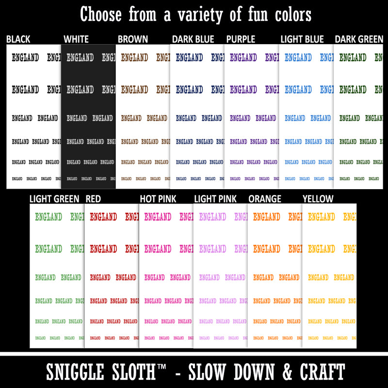 England Fun Text Temporary Tattoo Water Resistant Fake Body Art Set Collection