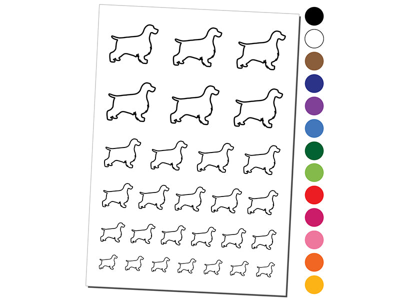 English Cocker Spaniel Dog Outline Temporary Tattoo Water Resistant Fake Body Art Set Collection