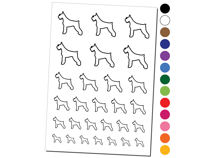 Giant Schnauzer Dog Outline Temporary Tattoo Water Resistant Fake Body Art Set Collection