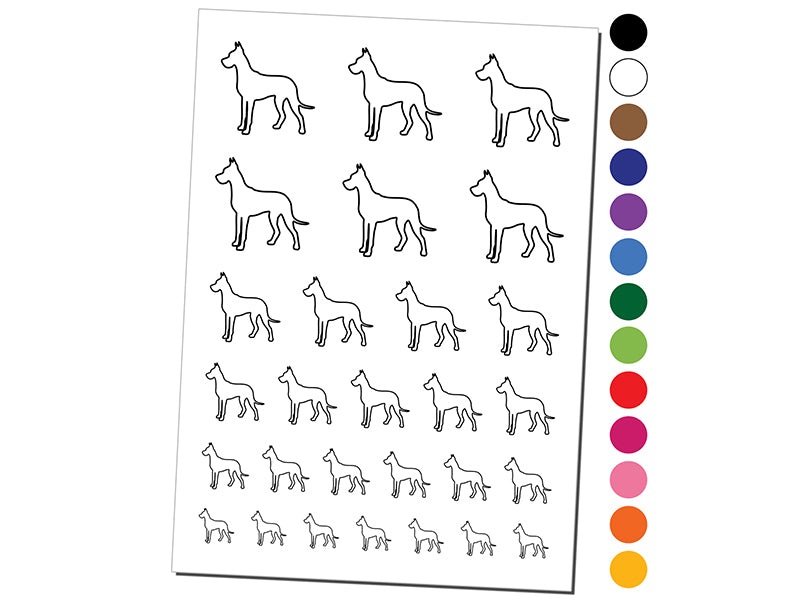 Great Dane Dog Outline Temporary Tattoo Water Resistant Fake Body Art Set Collection