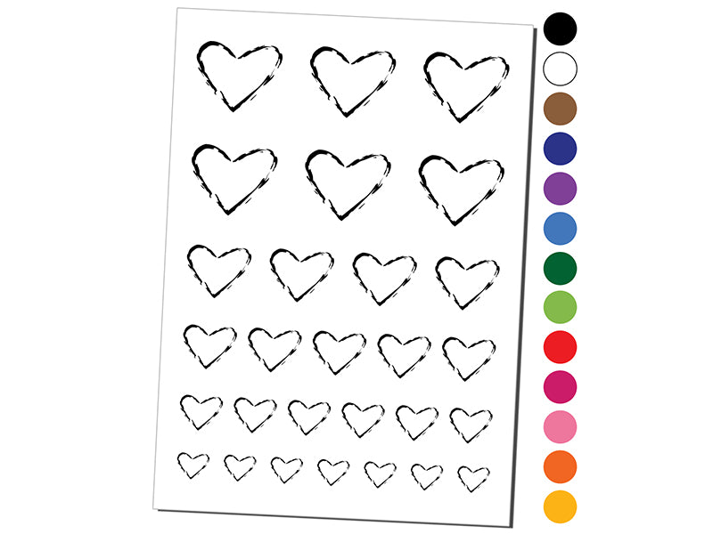 Heart Love Sketch Outline Temporary Tattoo Water Resistant Fake Body Art Set Collection