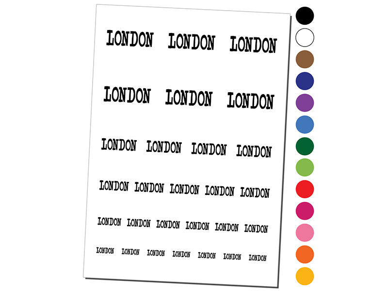 London Fun Text Temporary Tattoo Water Resistant Fake Body Art Set Collection