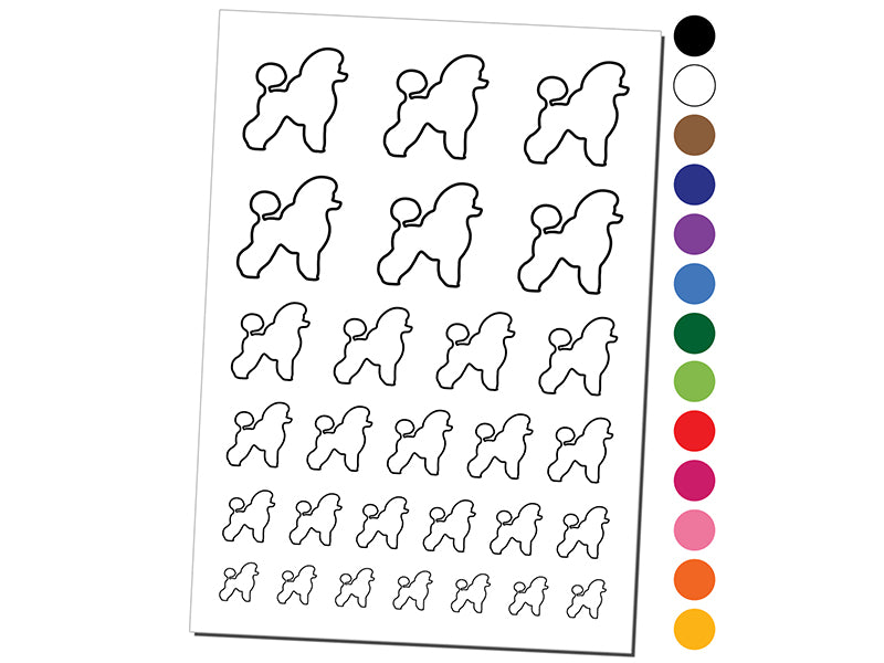 Miniature Poodle Dog Outline Temporary Tattoo Water Resistant Fake Body Art Set Collection