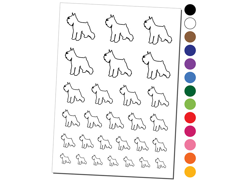 Miniature Schnauzer Dog Outline Temporary Tattoo Water Resistant Fake Body Art Set Collection