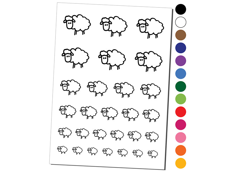 Sheep Doodle Temporary Tattoo Water Resistant Fake Body Art Set Collection