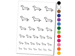 Smooth Haired Dachshund Dog Outline Temporary Tattoo Water Resistant Fake Body Art Set Collection