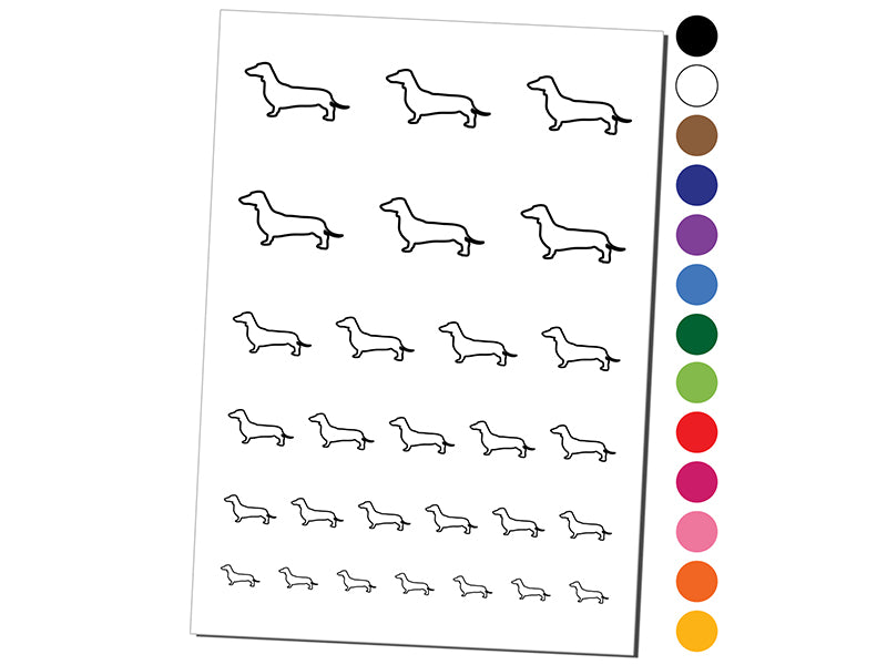 Smooth Haired Dachshund Dog Outline Temporary Tattoo Water Resistant Fake Body Art Set Collection