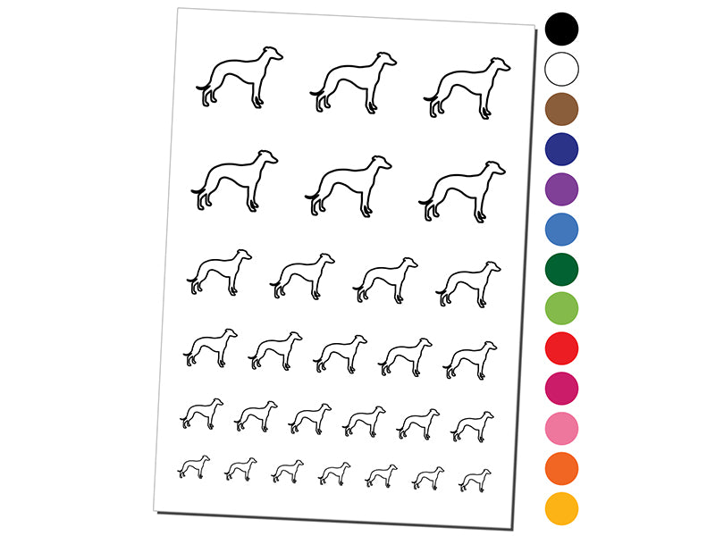Whippet Dog Outline Temporary Tattoo Water Resistant Fake Body Art Set Collection