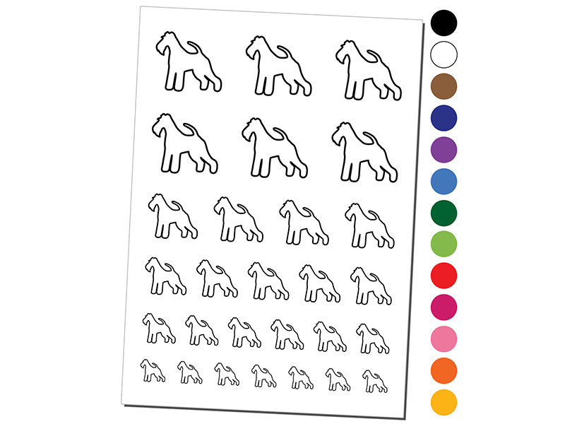 Wire Hair Fox Terrier Dog Outline Temporary Tattoo Water Resistant Fake Body Art Set Collection
