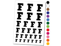 Letter F Uppercase Fun Bold Font Temporary Tattoo Water Resistant Fake Body Art Set Collection