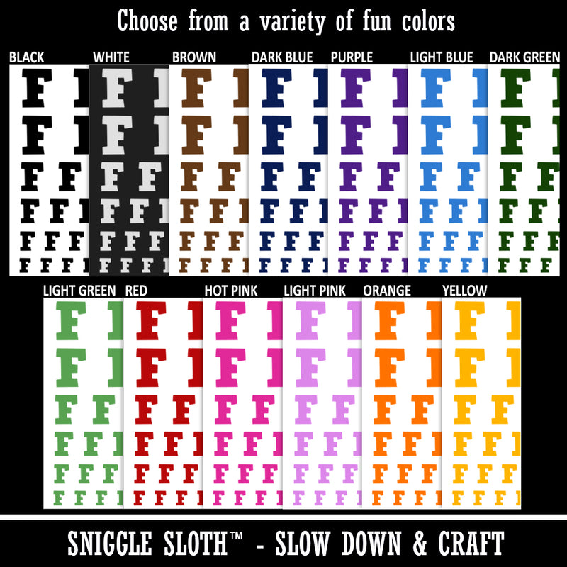 Letter F Uppercase Fun Bold Font Temporary Tattoo Water Resistant Fake Body Art Set Collection