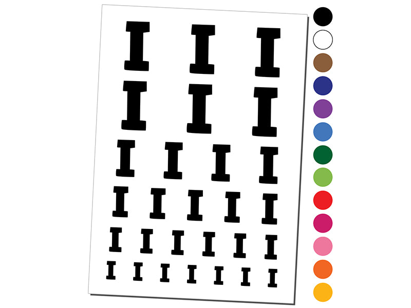 Letter I Uppercase Fun Bold Font Temporary Tattoo Water Resistant Fake Body Art Set Collection