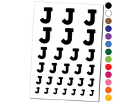 Letter J Uppercase Fun Bold Font Temporary Tattoo Water Resistant Fake Body Art Set Collection