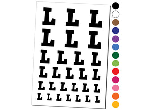 Letter L Uppercase Fun Bold Font Temporary Tattoo Water Resistant Fake Body Art Set Collection