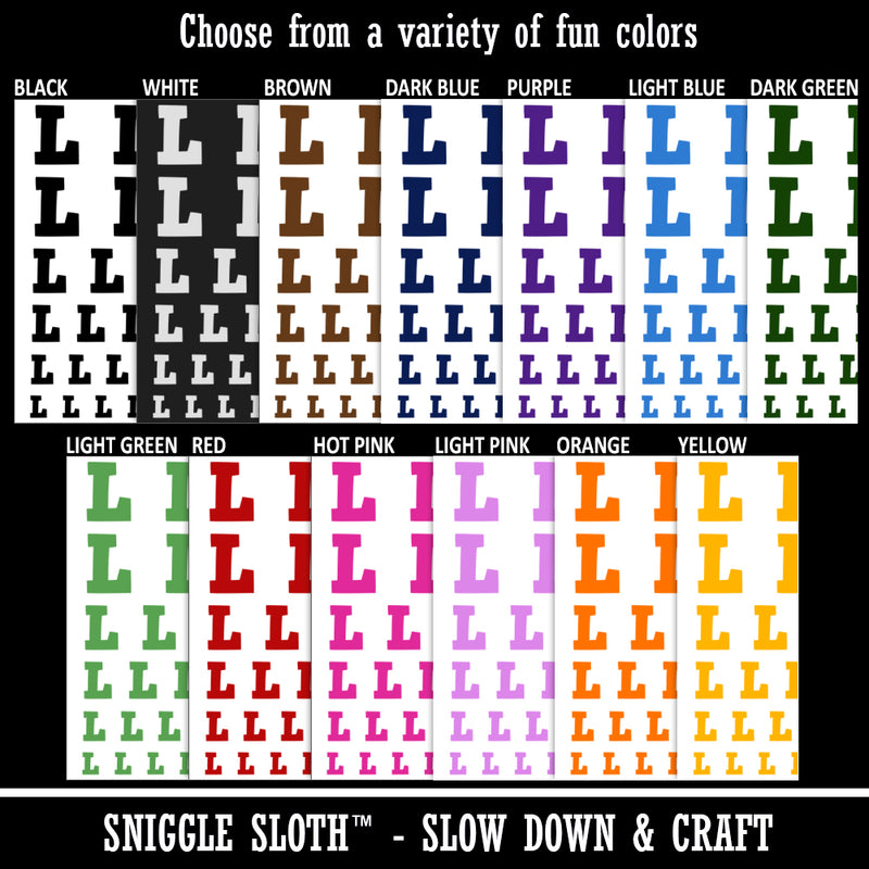 Letter L Uppercase Fun Bold Font Temporary Tattoo Water Resistant Fake Body Art Set Collection