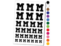 Letter M Uppercase Fun Bold Font Temporary Tattoo Water Resistant Fake Body Art Set Collection