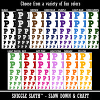 Letter P Uppercase Fun Bold Font Temporary Tattoo Water Resistant Fake Body Art Set Collection