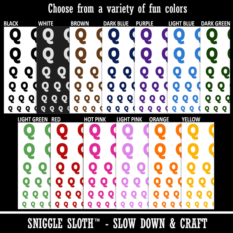 Letter Q Uppercase Fun Bold Font Temporary Tattoo Water Resistant Fake Body Art Set Collection