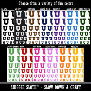 Letter U Uppercase Fun Bold Font Temporary Tattoo Water Resistant Fake Body Art Set Collection
