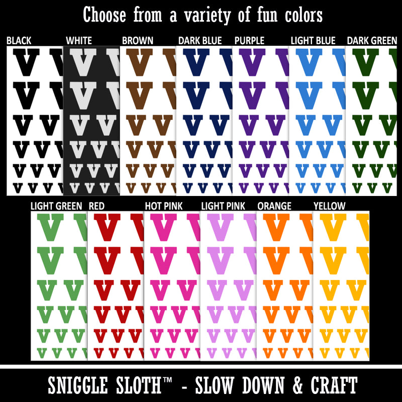 Letter V Uppercase Fun Bold Font Temporary Tattoo Water Resistant Fake Body Art Set Collection