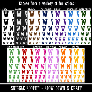 Letter W Uppercase Fun Bold Font Temporary Tattoo Water Resistant Fake Body Art Set Collection