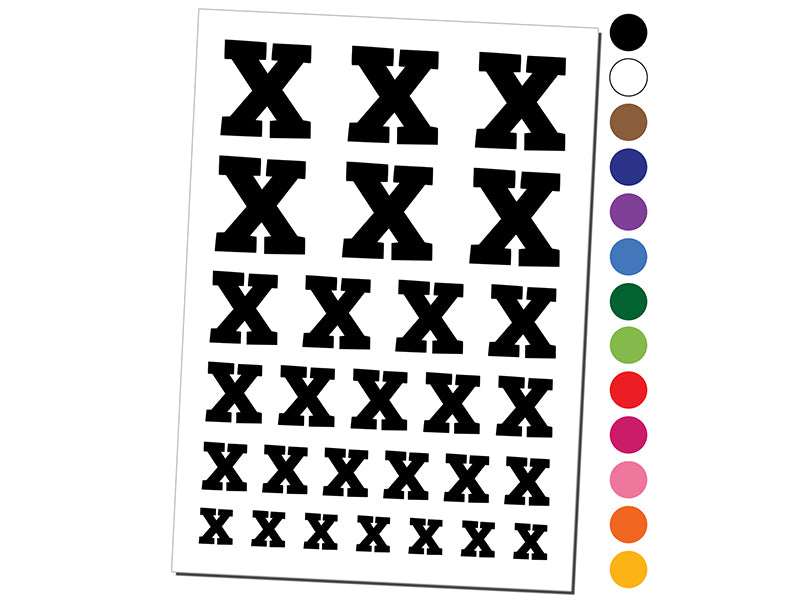Letter X Uppercase Fun Bold Font Temporary Tattoo Water Resistant Fake Body Art Set Collection