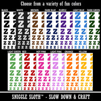 Letter Z Uppercase Fun Bold Font Temporary Tattoo Water Resistant Fake Body Art Set Collection