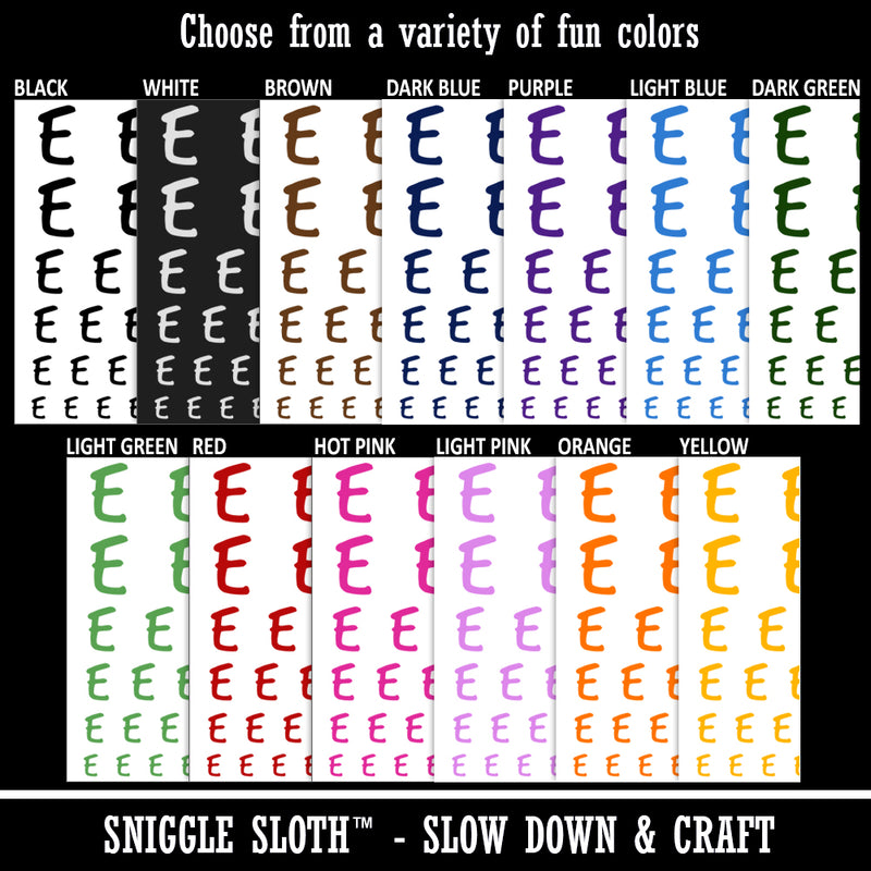 Letter E Uppercase Felt Marker Font Temporary Tattoo Water Resistant Fake Body Art Set Collection
