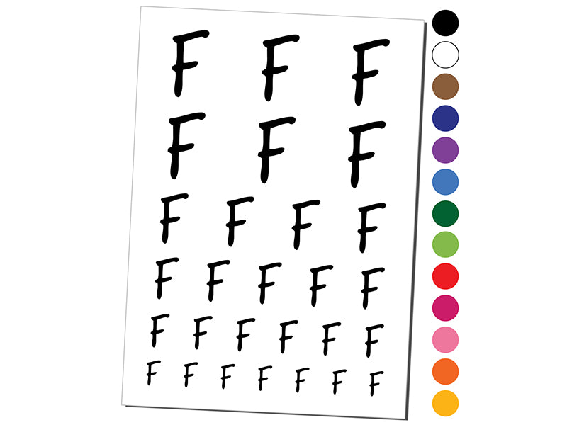Letter F Uppercase Felt Marker Font Temporary Tattoo Water Resistant Fake Body Art Set Collection