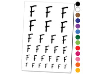 Letter F Uppercase Felt Marker Font Temporary Tattoo Water Resistant Fake Body Art Set Collection