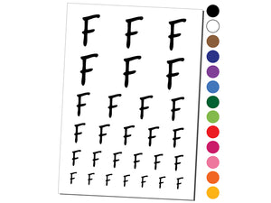 Letter F Uppercase Felt Marker Font Temporary Tattoo Water Resistant Fake Body Art Set Collection