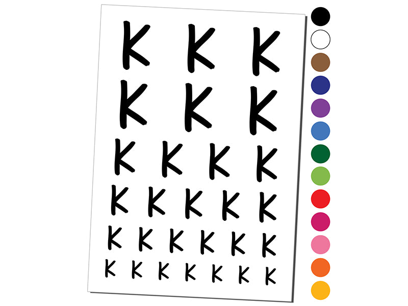 Letter K Uppercase Felt Marker Font Temporary Tattoo Water Resistant Fake Body Art Set Collection