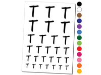 Letter T Uppercase Felt Marker Font Temporary Tattoo Water Resistant Fake Body Art Set Collection