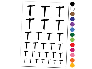 Letter T Uppercase Felt Marker Font Temporary Tattoo Water Resistant Fake Body Art Set Collection