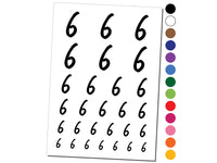 Number 6 Six Felt Marker Font Temporary Tattoo Water Resistant Fake Body Art Set Collection