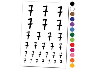 Number 7 Seven Felt Marker Font Temporary Tattoo Water Resistant Fake Body Art Set Collection