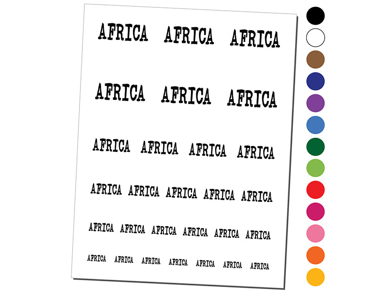 Africa Fun Text Temporary Tattoo Water Resistant Fake Body Art Set Collection