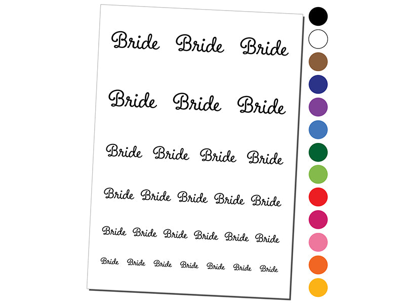 Bride Wedding Fun Text Temporary Tattoo Water Resistant Fake Body Art Set Collection
