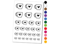 Coffee Love Mug Cup Outline Temporary Tattoo Water Resistant Fake Body Art Set Collection